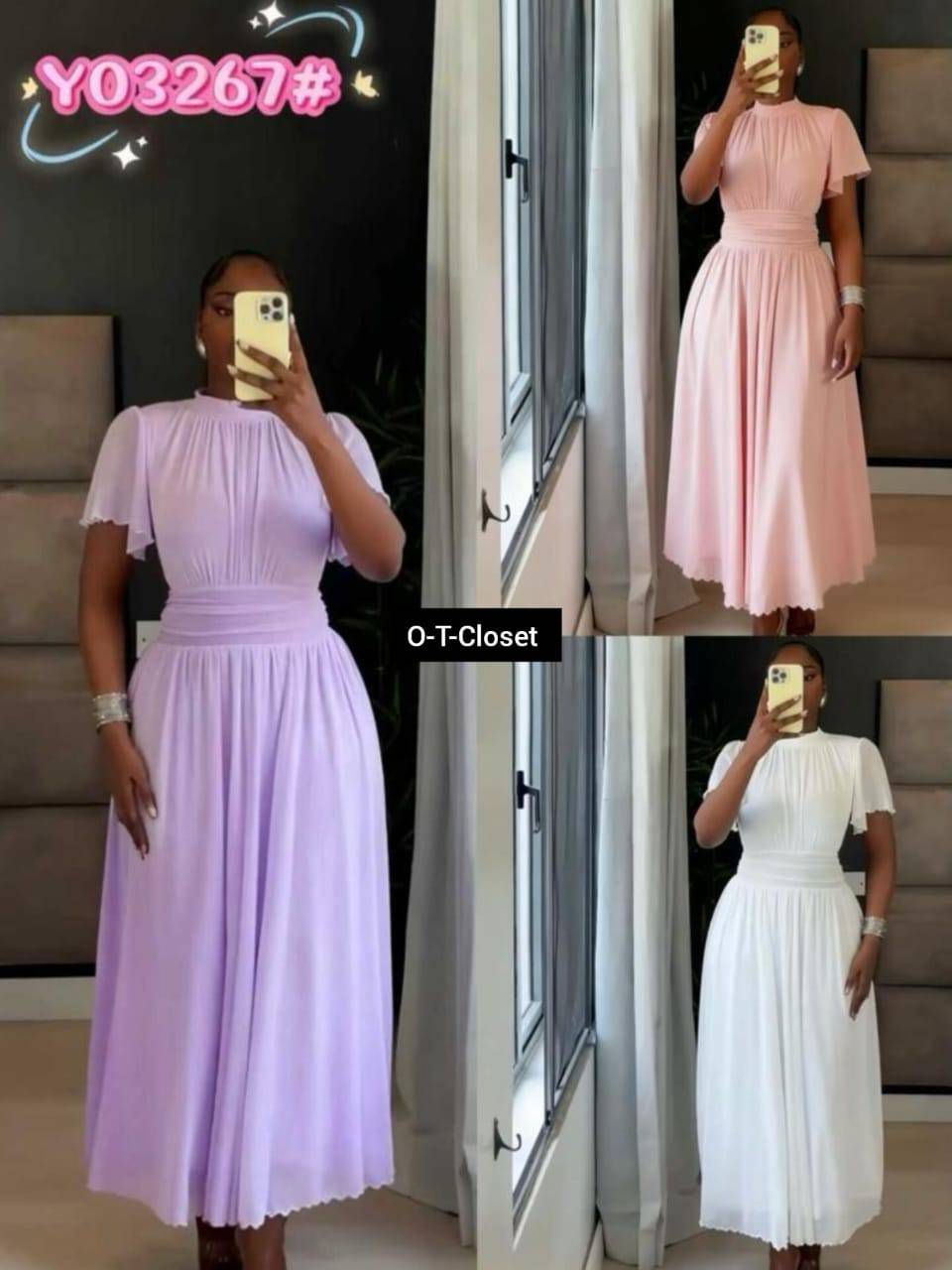 Pleated Chiffon Midi Dress