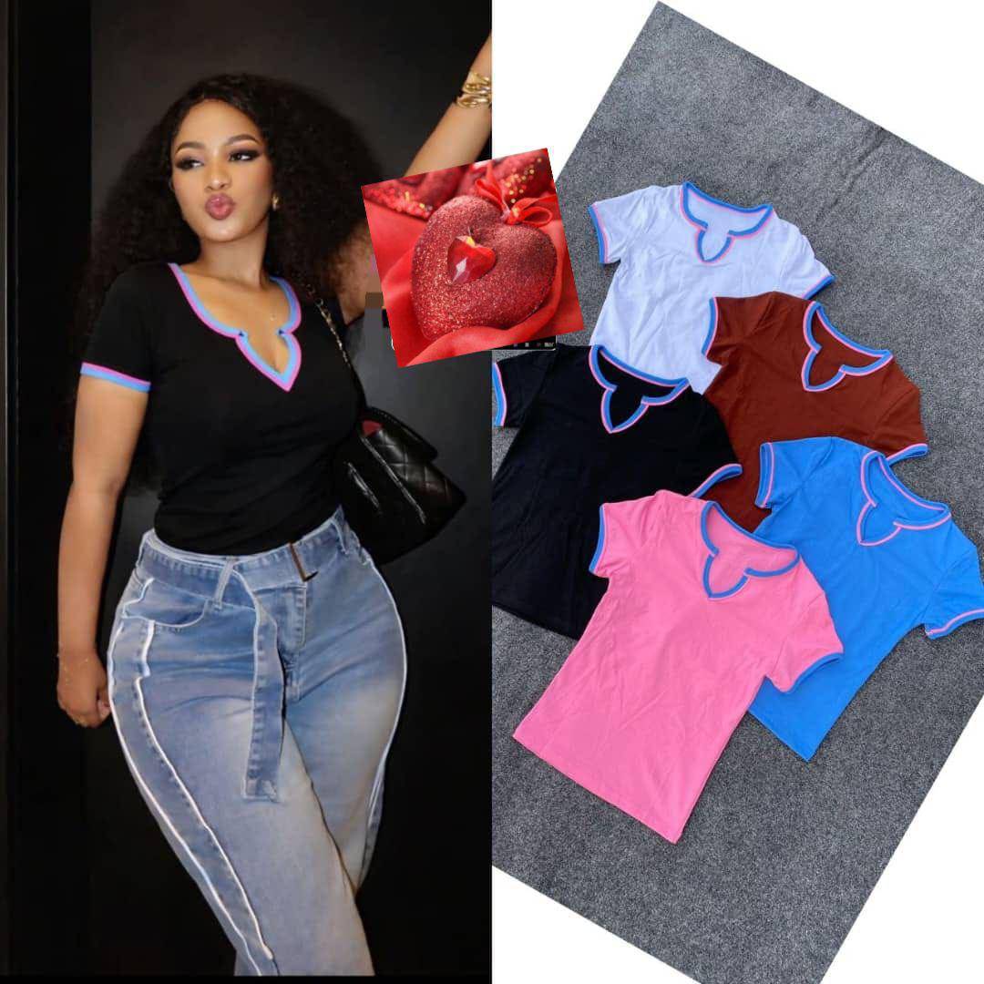 V-Neck Contrast Trim Top