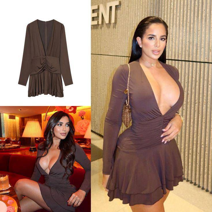 Plunge Neckline Mini Dress