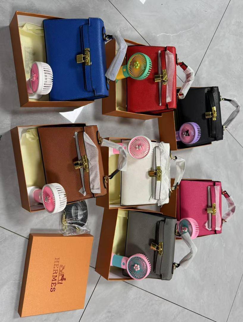 Designer Style Handbag with Mini Fan Set