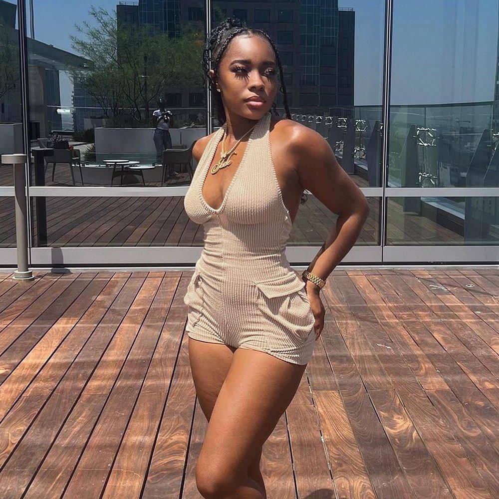Ribbed Halter Romper