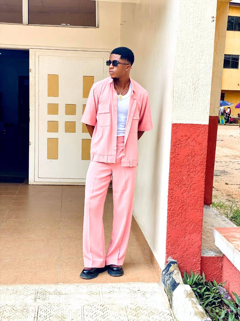 Men's Pink Two-Piece Set