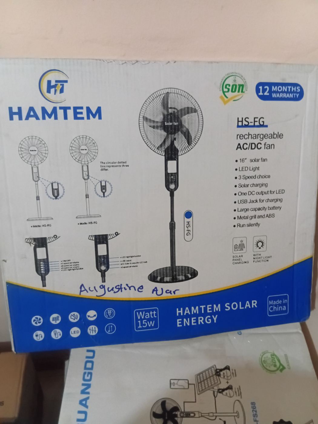 Hamtem Solar Rechargeable Fan