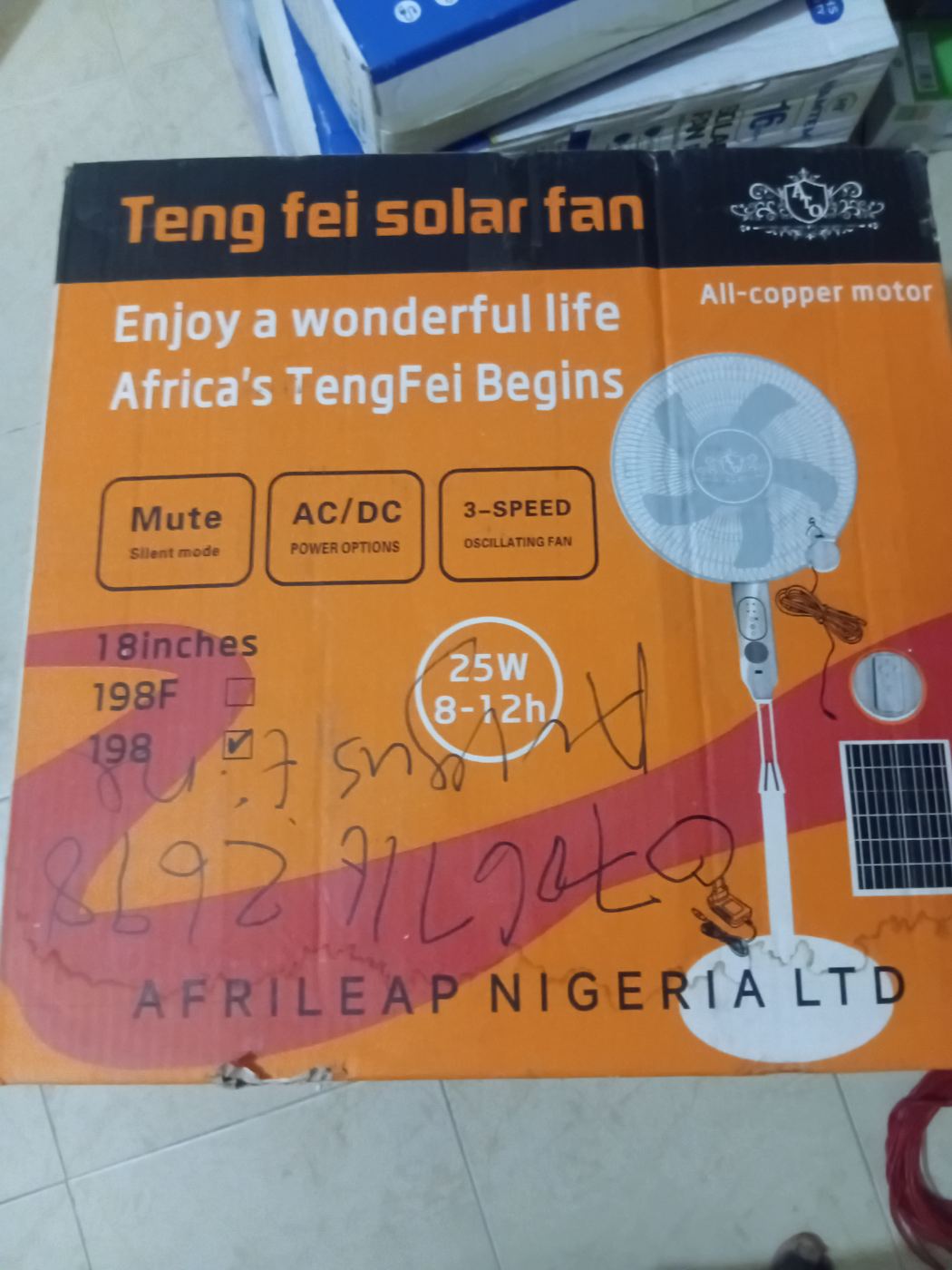 Teng Fei Solar Rechargeable Fan