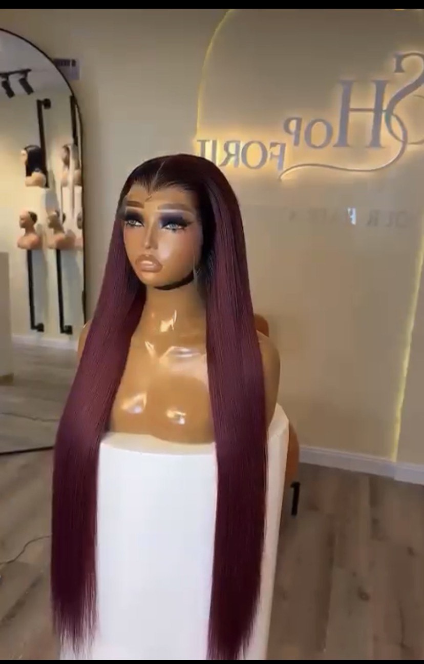Burgundy Full Frontal Wig