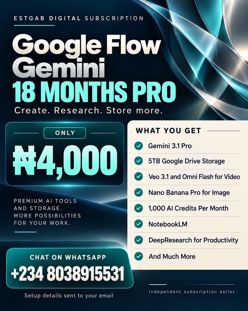 Google Flow Gemini 18 Months Pro