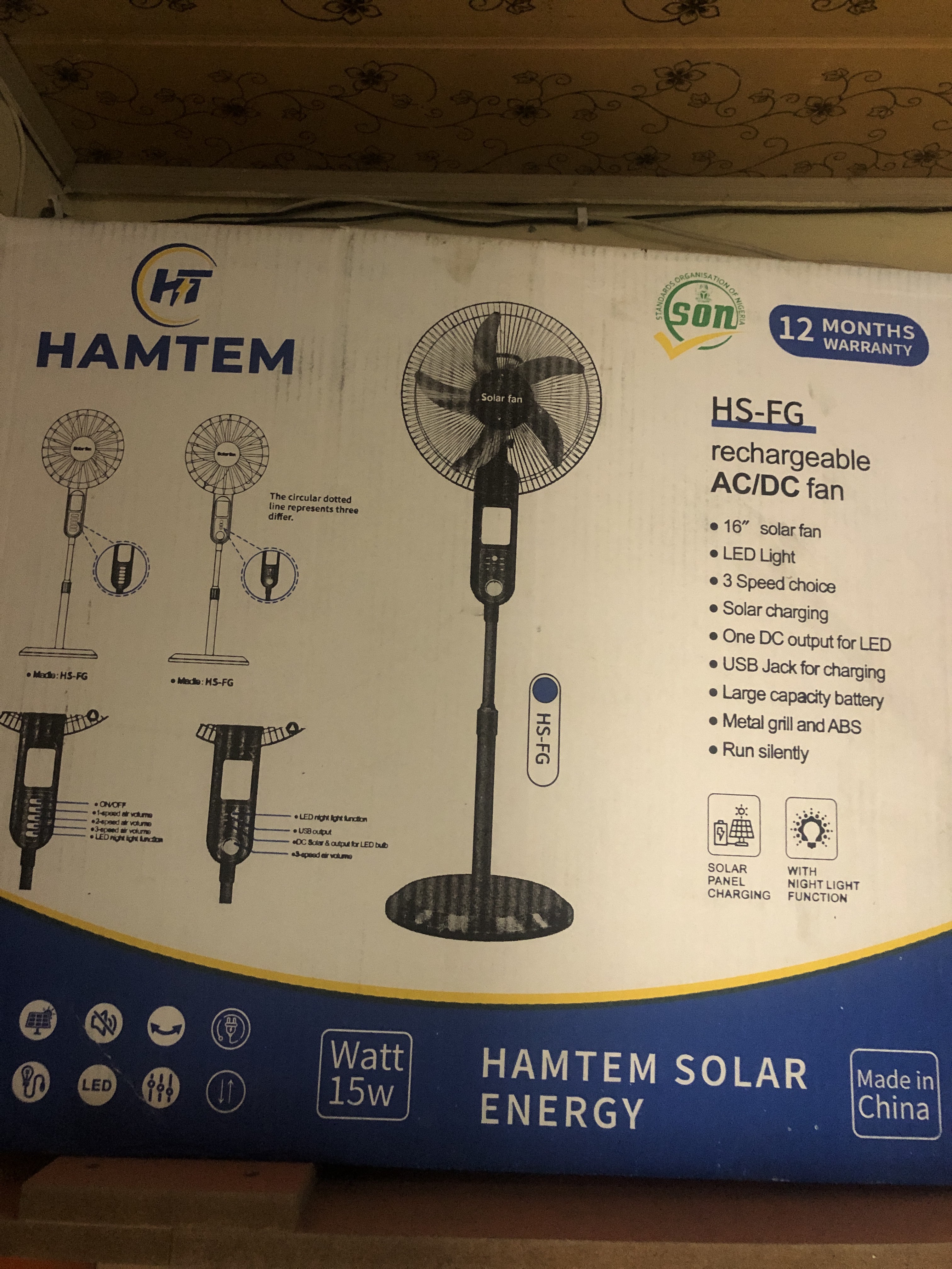 Hamtem Solar Rechargeable Fan